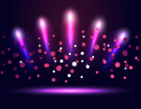 Lighting podium, stage neon spotlights. Abstraction. illustration © lily_studio