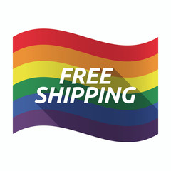 Isolated Gay Pride flag with    the text FREE SHIPPING