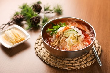 kimchimali guksu. Cold Kimchi Noodles	