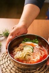 kimchimali guksu. Cold Kimchi Noodles	