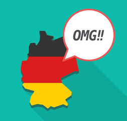 Long shadow Germany map with    the text OMG!!