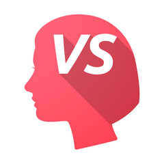 Isolated female head with    the text VS
