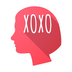 Isolated female head with    the text XOXO