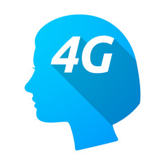 Isolated female head with    the text 4G