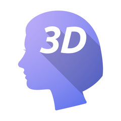 Isolated female head with    the text 3D