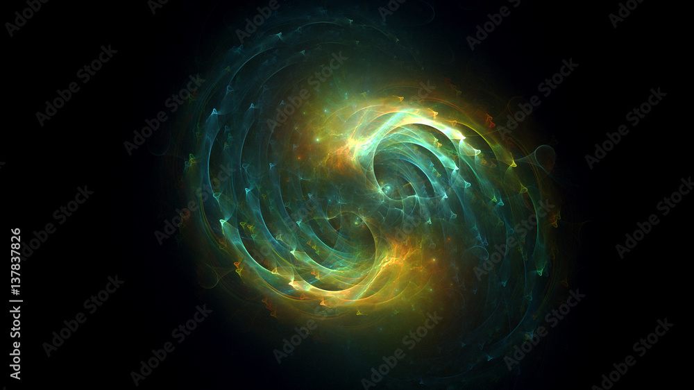 Poster 3d rendering abstract fractal light background