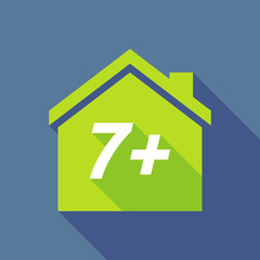 Long shadow house with    the text 7+