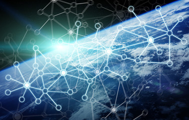 Data exchange and global network over the world 3D rendering
