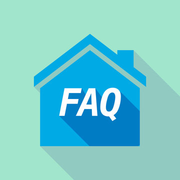 Long shadow house with    the text FAQ