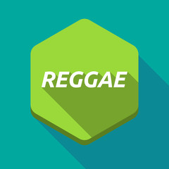 Long shadow hexagon with    the text REGGAE