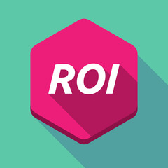 Long shadow hexagon with    the return of investment acronym ROI