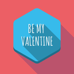 Long shadow hexagon with    the text BE MY VALENTINE