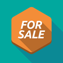 Long shadow hexagon with    the text FOR SALE