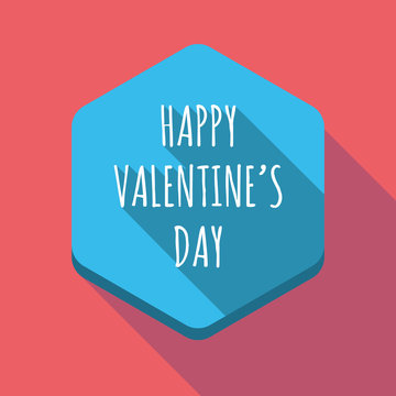 Long shadow hexagon with    the text HAPPY VALENTINES DAY