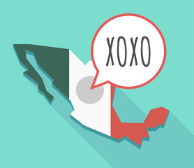 Vector of Mexico map with    the text XOXO
