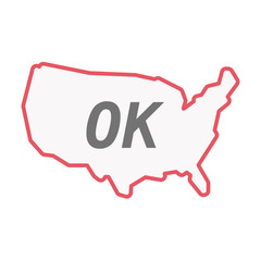Isolated line art USA map with    the text OK
