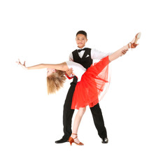 Cute dancing children on white background