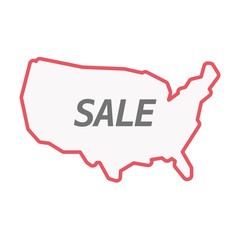 Isolated line art USA map with    the text SALE