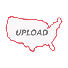 Fototapeta na wymiar Isolated line art USA map with the text UPLOAD