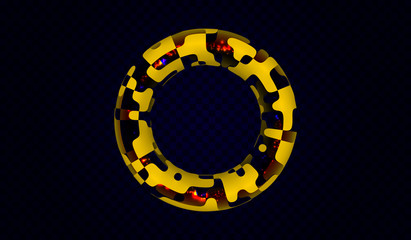 Naklejka premium EPS10. Toroid consisting of fragments with moving particles inside. Futuristic background