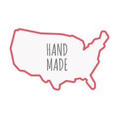 Fototapeta na wymiar Isolated line art USA map with the text HAND MADE