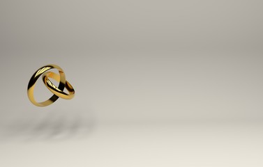 3d rendering two golden rings