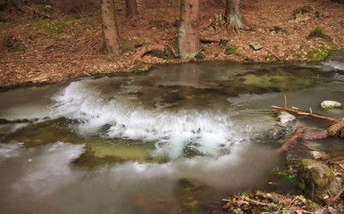 Frozen river during winter. Slovakia