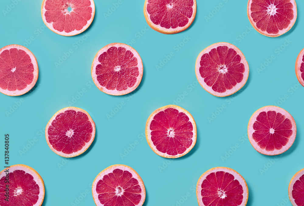 Wall mural colorful pattern of grapefruit slices - Wall murals