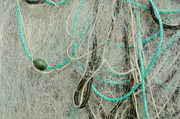 Close-up of the nylon fishing net