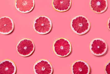Colorful pattern of grapefruit slices
