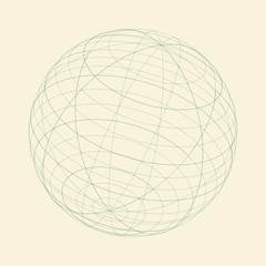 Geometric illustration for dotted 3d wireframe sphere in perspective