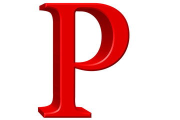 Uppercase letter P, isolated on white, 3D illustration