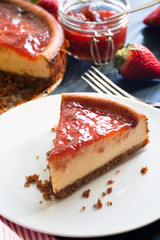 Portion of homemade cheesecake