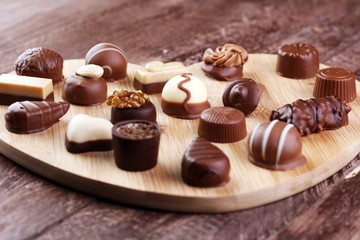 a lot of variety chocolate pralines