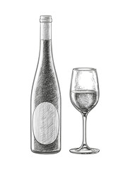 Wine bottles and glass