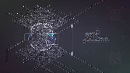data mining process. Abstract circuit. Structure analysis