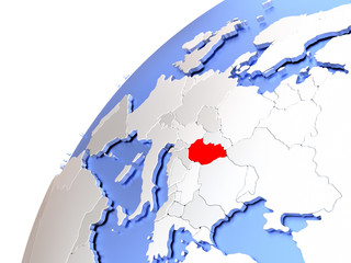 Fototapeta premium Hungary on modern shiny globe