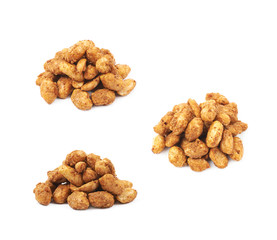 Pile of sugar coated peanuts isolated