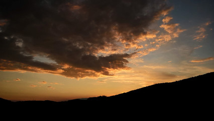 Dramatic clouds, sunrise and sunset in nature. Slovakia
