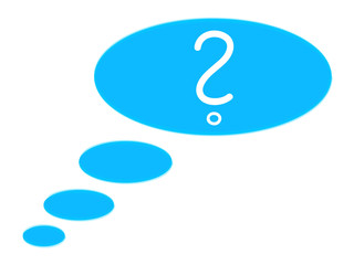 Thinking about a question - simply icon in blue  color. Vector illustration.