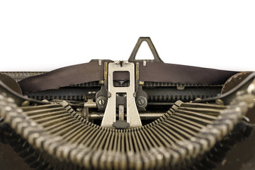 Fototapeta na wymiar alte Schreibmaschine mit weißem leeren Blatt