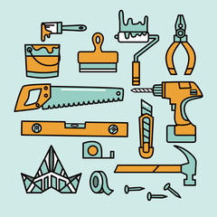 Redecoration tool icon. Vector set