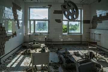 operating room hospital in Pripyat ghost town, Chernobyl Nuclear Zone of Alienation, Ukraine
