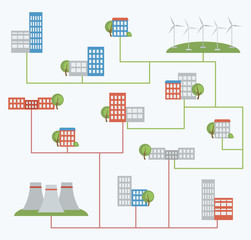 Wind energy instead of atomic energy. Vector illustration