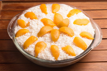 Grated Coconut Dessert with peach