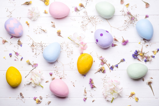 Easter eggs painted in colors