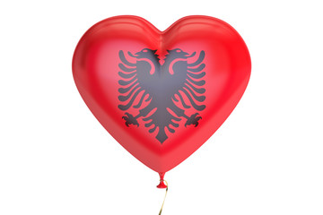 Obraz na płótnie Canvas balloon with Albania flag in the shape of heart, 3D rendering