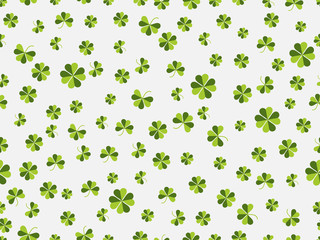 St. Patrick's day. Seamless pattern with clover on a white background. Vector illustration