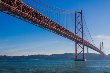 Fototapeta na wymiar 25 de abril bridge from Lisbon, Portugal