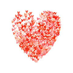 Fototapeta na wymiar Illustration of big heart shape filled with hearts